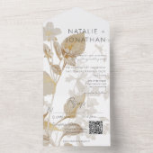 Neutrale Tan-Wildblumen Moderner QR-Code All In One Einladung (Innen Boden)