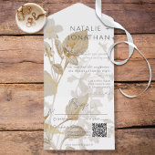 Neutrale Tan-Wildblumen Moderner QR-Code All In One Einladung