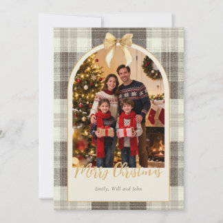Neutrale Tartan-Schleife Weihnachten Ein Foto