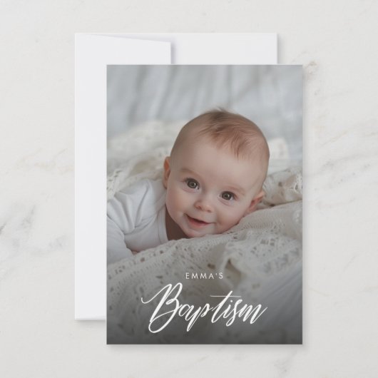 Neutrale Taufe Blue Baptism Boy Girl Foto Einladung (Rückseite)