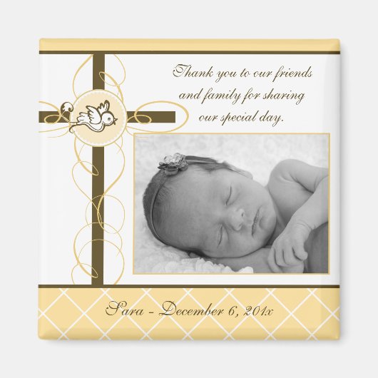 Neutrale Taufe/Christening Gefallen - Foto Magnet (Vorne)