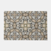 Neutrale Taupe Brown Gray Beige Ivory Tribal Art Fußmatte (Vorderseite)