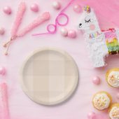 Neutrale Taupe-Gingham-Bauernhaus-Papierplatte Pappteller (Party)