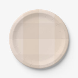 Neutrale Taupe-Gingham-Bauernhaus-Papierplatte  Pappteller