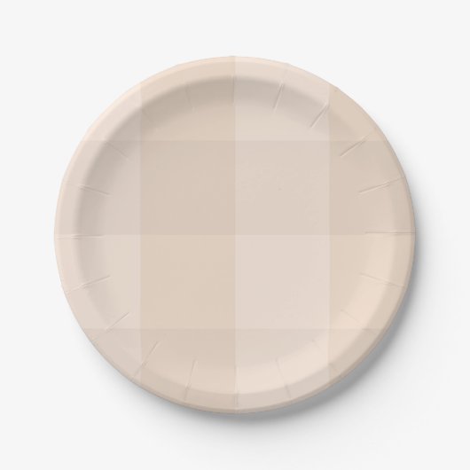 Neutrale Taupe-Gingham-Bauernhaus-Papierplatte Pappteller (Vorderseite)