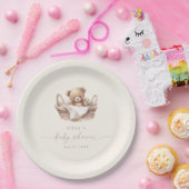 Neutrale Teddy Bear Boho Babydusche Pappteller (Party)