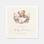 Neutrale Teddy Bear Boho Babydusche Serviette (Vorderseite)