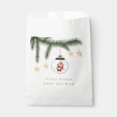 Neutrale Teddy Bear Winter Baby Dusche Geschenktütchen (Vorderseite)