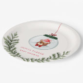 Neutrale Teddy Bear Winter Baby Dusche Pappteller (Schrägansicht)