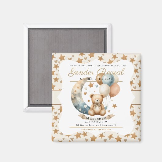 Neutrale Teddy-Gender-Offenlegung Magnet (Vorderseite/Rückseite)