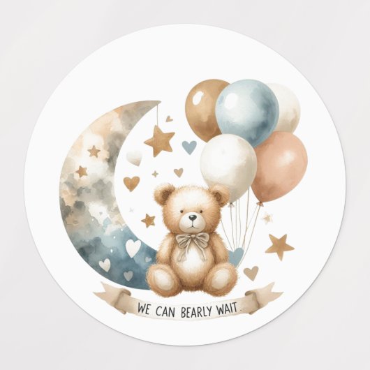 Neutrale Teddy Gender Reveal - Aufkleber (Design 1)