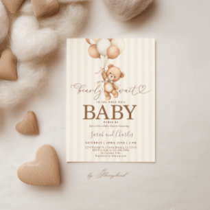 Neutrale Teddybär-Baby-Party Einladung