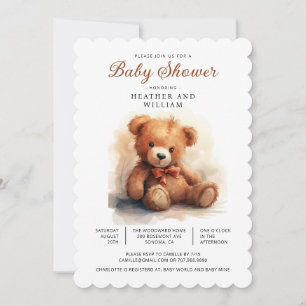 Neutrale Teddybär-Baby-Party Einladung