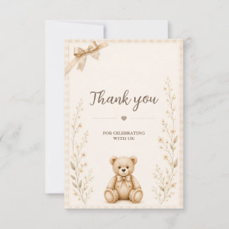 Neutrale Teddybär-Baby-Shower-Dankeskarten Dankeskarte