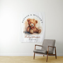 Neutrale Teddybär-Babyparty-Hintergrunddekoration Wandteppich