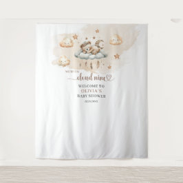 Neutrale Terracotta-Elfenbeinwolke: neun Bären Wandteppich