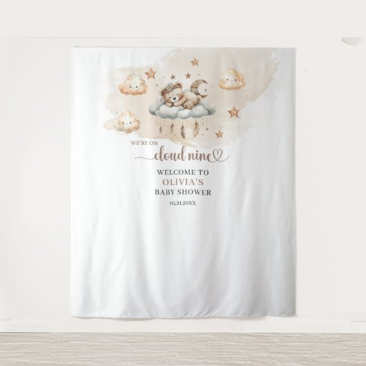 Neutrale Terracotta-Elfenbeinwolke: neun Bären Wandteppich (Vorderseite)