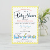 Neutrale TierRetro Babyparty des zug-| Einladung (Stehend Vorderseite)