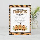 Neutrale Tiger Triplets Kinderdusche Einladung (Stehend Vorderseite)