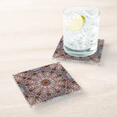 Neutrale Töne Mandala-Motiv Glasuntersetzer (Schrägansicht)