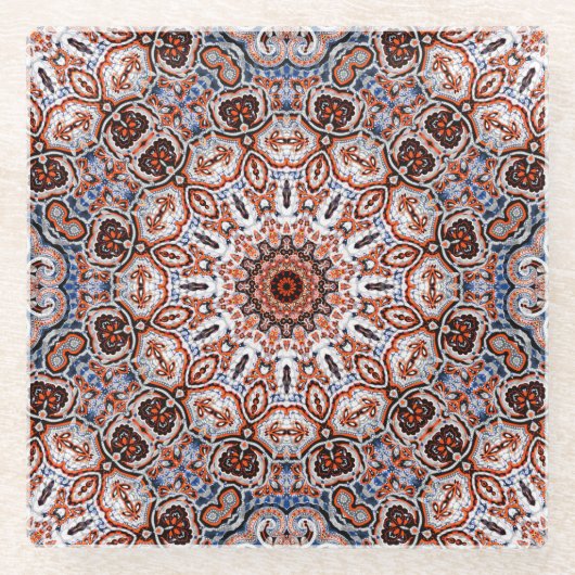 Neutrale Töne Mandala-Motiv Glasuntersetzer (Vorderseite)