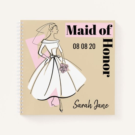 Neutrale Trauzeugin-Quadrat der Mode-Bride Notizblock (Vorderseite)