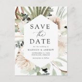 Neutrale tropische Blume von Boho Save the Date Ankündigungspostkarte (Vorderseite)