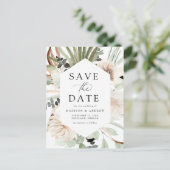 Neutrale tropische Blume von Boho Save the Date Ankündigungspostkarte (Stehend Vorderseite)