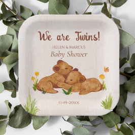 Neutrale Twins-Babydusche für niedliches Geschlech Pappteller