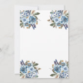 Neutrale und blaue Blumen| Foto-Taufe Dankeskarte (Rückseite)