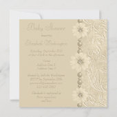Neutrale Vintage Baby-Dusche Bling Blumen u. Einladung (Rückseite)