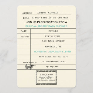 Neutrale Vintage Babybibliothek-Dusche Einladung