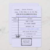 Neutrale Vintage Babybibliothek-Dusche Einladung (Vorne/Hinten)