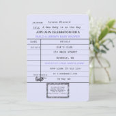 Neutrale Vintage Babybibliothek-Dusche Einladung (Stehend Vorderseite)