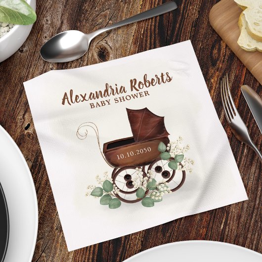 Neutrale Vintage Babydusche Serviette