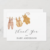 Neutrale Vintage Babydusche Vielen Dank Dankeskarte (Vorne/Hinten)