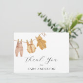 Neutrale Vintage Babydusche Vielen Dank Dankeskarte (Stehend Vorderseite)