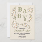 Neutrale Vintage Blütendusche Einladung (Vorderseite)