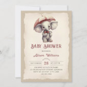 Neutrale Vintage Elephant-Babydusche Einladung (Vorderseite)