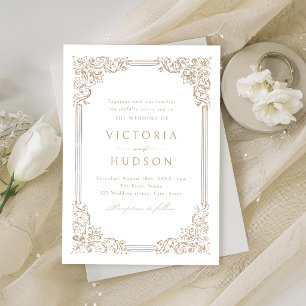 Neutrale Vintage-Rahmen Elegante Hochzeit  Einladung