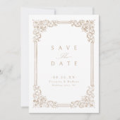Neutrale Vintage Rahmen Elegante Hochzeit Save The Date (Vorderseite)