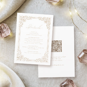 Neutrale Vintage Rahmen Elegante Hochzeitsdetails Begleitkarte
