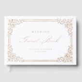 Neutrale Vintage Rahmen-Elegante SkriptWedding Gästebuch (Vorderseite)