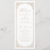 Neutrale Vintage Rahmen-Elegante SkriptWedding Programm (Vorderseite)
