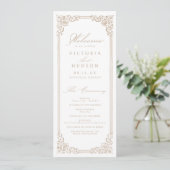 Neutrale Vintage Rahmen-Elegante SkriptWedding Programm (Stehend Vorderseite)