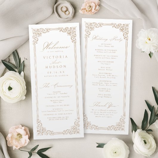 Neutrale Vintage Rahmen-Elegante SkriptWedding Programm