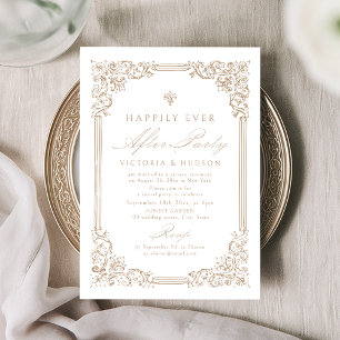 Neutrale Vintage-Rahmen-Happily-Ever-After-Party Einladung