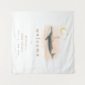 Neutrale Vintage Whale & Duck Babydusche Begrüßung Wandteppich (Vorderseite (Horizontal))