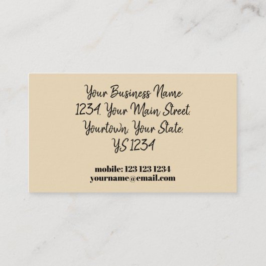 Neutrale Visitenkarte der Mode-Bride (Rückseite)