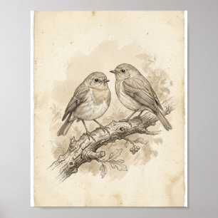 Neutrale Vogel-Skizze Minimalist I Poster